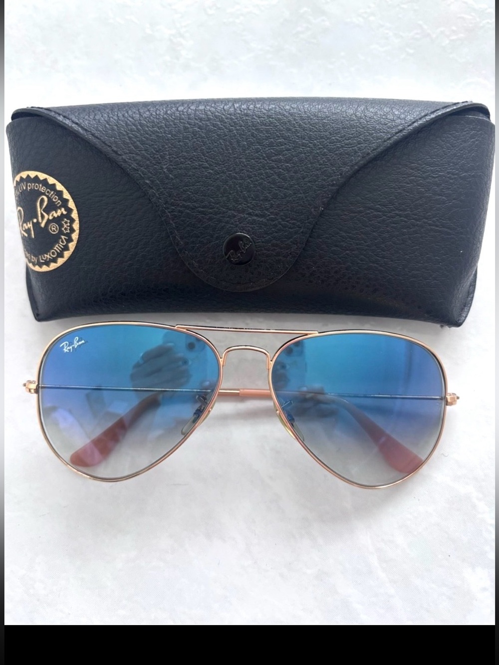 Ray-Ban Arista Aviator Sunglasses RB3025 Polished Gold/Light Blue Gradient 58mm